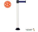 Poteau alu blanc à sangle Bleu sur socle fixe - Novap