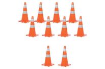 Manutan Expert - Cônes de signalisation réfléchissants 70cm - Lot de 10 - PVC Orange - Visibilité Maximale