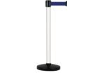 Poteau Alu Blanc laqué à sangle Bleu 3m x 50mm sur socle portable - 2010320