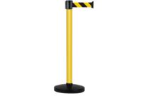 Poteau Alu Jaune laqué à sangle Jaune/Noir hachuré 4m x 50mm sur socle portable - 2052313