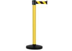 Poteau Alu Jaune laqué à sangle Jaune/Noir hachuré 4m x 50mm sur socle portable - 2052313