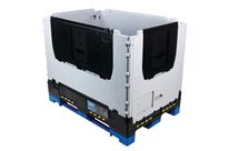 Schoeller Allibert - Caisse Palette Magnum Pliable - 665L Gris Polypropylène - 2 Côtés Abattants