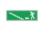Panneau d'évacuation, homme monte l'escalier à gauche