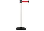 Poteau Alu Blanc laqué à sangle Rouge 3m x 50mm sur socle portable - 2010641