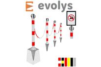 Kit 4 Poteaux de Balisage Métal EVOLYS à Sceller avec Chaîne Plastique ou Métal