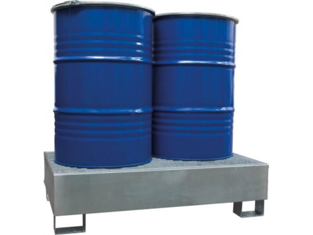 Bac de rétention en acier galvanisé - 2 fûts 220 L