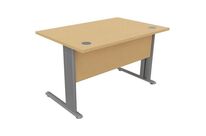 Manutan Expert - Bureau droit Hêtre/Gris 120x80cm - Éco-responsable, NF Environnement, PEFC, Confortique