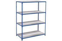 Manutan Expert - Rayonnage mi-lourd Rapid 2 - 1980x1220x610mm - 4 tablettes acier - Montage sans outils - Bleu