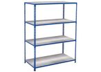 Manutan Expert - Rayonnage mi-lourd Rapid 2 - 1980x1220x610mm - 4 tablettes acier - Montage sans outils - Bleu