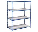 Manutan Expert - Rayonnage mi-lourd Rapid 2 - 1980x1220x610mm - 4 tablettes acier - Montage sans outils - Bleu