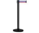 Poteau Alu Noir laqué à sangle Bleu/Blanc/Rouge 4m x 50mm sur socle portable 10kg - 2052566