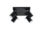 Plafonnier Carré 4 Spots Orientable pour Ampoule GU10 - Noir