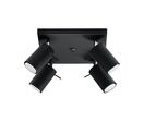 Plafonnier Carré 4 Spots Orientable pour Ampoule GU10 - Noir