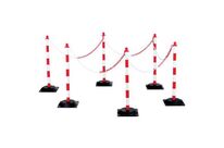 Crash Stop - Lot de 6 Poteaux de Guidage à Chaîne Rouge/Blanc - Polyéthylène 830mm - Chaîne 10m - Intérieur