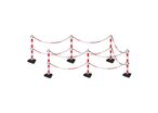 Manutan Expert - Poteau de guidage à chaîne Rouge/Blanc - Set de 6 poteaux + 6 socles + 14 chaînes 2m - PVC - 900mm - Intérieur/Extérieur - Entrepôt
