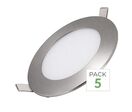 Pack de  5 - Downlight Dalle LED 6W Extra Plate Ronde - Blanc Froid 6000K - 8000K / Aluminium