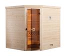 Sauna d'angle TURKU 1 Exklusiv OS Poêle 230  - 7,5 kW avec poêle, lumières et câbles