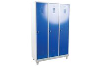 Manutan Expert - Vestiaire Industrie Salissante 3 Cases/Pieds - Acier Gris/Bleu - 1900x1185mm - Livré Monté