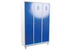 Manutan Expert - Vestiaire Industrie Salissante 3 Cases/Pieds - Acier Gris/Bleu - 1900x1185mm - Livré Monté