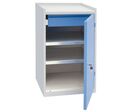 Manutan Expert - Armoire basse à portes battantes - 91x50x53.3 cm - 2 tablettes, 1 tiroir, Serrure à clé, Acier Gris/Bleu - Charge 100kg