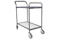 Manutan Expert - Chariot à plateaux bois et acier - 2 plateaux - Charge 200kg - Roulettes caoutchouc 125mm - Garantie 10 ans