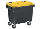 Sulo - Poubelle de tri extérieur 660L - Couvercle Jaune - 4 Roues - Polyéthylène Recyclé - Prise Latérale