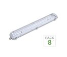 Pack de 8 - Réglette étanche double pour Tube LED T8 IP65 (Boitier vide) - 120 cm