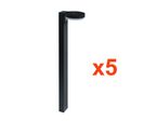 Pack de  5 - Borne Solaire LED 6W 90cm IP44 Noir avec Détecteur PIR