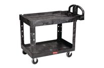 Rubbermaid - Chariot à plateaux en plastique - 2 plateaux, 220 kg, Noir, 18.6 kg, Roulettes Caoutchouc