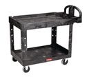 Rubbermaid - Chariot à plateaux en plastique - 2 plateaux, 220 kg, Noir, 18.6 kg, Roulettes Caoutchouc