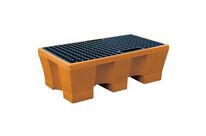 Manutan Expert - Bac de rétention plastique 2 fûts PE - 240 L - Orange - 600 kg - Résistant acides/bases