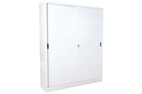 Manutan Expert - Armoire Métal Haute Coulissante 160x200cm Gris Clair - 2 Portes, Serrure, 4 Tablettes 60kg, Acier, Garantie 10 Ans