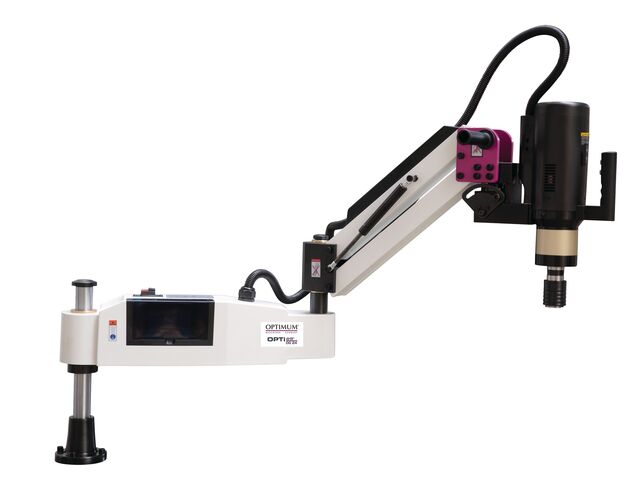 Bras de taraudage électrique M6 à M24 écran tactile PLC servo 1,2 kW 230 V portée effective 1180 mm avec 9 douilles ø31 mm Optidrill DG24