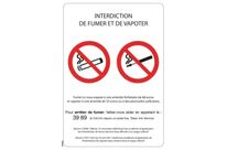 Panneau interdiction de fumer et de vapoter picto et loi
