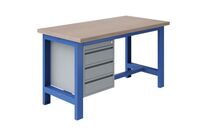 Sofame - Établi Fixe SI40+3T - 1200x750mm - Hêtre Multiplis - Bleu - 1500kg Charge Max - Éco-responsable