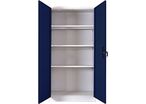 Manutan Expert - Armoire haute à portes battantes Aris - Gris/Bleu - 185x90x40cm - 4 tablettes 40kg - Serrure à clé - 10 ans garantie