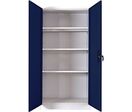 Manutan Expert - Armoire haute à portes battantes Aris - Gris/Bleu - 185x90x40cm - 4 tablettes 40kg - Serrure à clé - 10 ans garantie