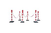 Viso - Jeux de 6 poteaux de balisage plastique avec chaîne - Rouge/blanc - 1000mm - Guidage intérieur/extérieur