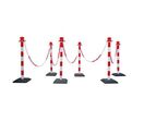 Viso - Jeux de 6 poteaux de balisage plastique avec chaîne - Rouge/blanc - 1000mm - Guidage intérieur/extérieur