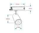 Spot LED sur Rail COB Triphasé 30W 36° Blanc - Garantie 5 ans - Blanc Chaud 2300K - 3500K