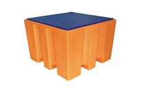 Manutan Expert - Bac de rétention plastique 1000L Orange - Caillebotis PE - Résistant acides bases - 4 fûts / 1 GRV