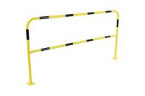 Manutan Expert - Barrière de protection à platine Ø 38 mm L 2m Jaune/Noir - Extérieur - Acier - Fixation à sceller - 10 ans garantie