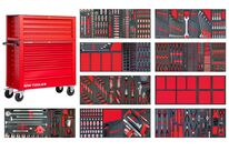 Servante d'atelier complète large - 11 tiroirs - Coffre supérieur XXL - 729 outils en acier Chrome Vanadium MW Tools MWE799R33X