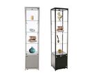 Vitrine Expo LED H.200xL.45xP.45cm Alu + Réserve Alu gris