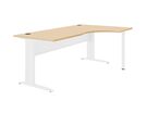 Bureau asymétrique 90° chêne/blanc 180*120/60 cm avec retour droit