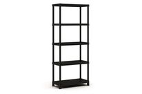 Rayonnage Eris - Polypropylène Noir 187x80x40cm - 5 Tablettes Ajourées - Charge 250kg