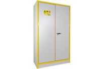 Trionyx - Armoire Multirisque Haute 2 Portes 4 Compartiments 200L - Résistance Feu 30min - Gris/Jaune - Sécurité Éco-responsable