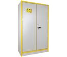 Trionyx - Armoire Multirisque Haute 2 Portes 4 Compartiments 200L - Résistance Feu 30min - Gris/Jaune - Sécurité Éco-responsable