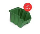 Lot de 9 Bacs DUETTO 42 litres plastique vert