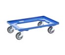 Kruizinga - Plateau roulant bleu 600x400mm - Charge 250 kg - Polypropylène - Roulettes Caoutchouc 150mm - Garantie 10 ans